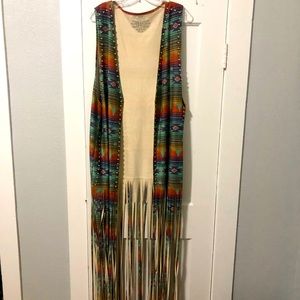 Western fringe full length vest